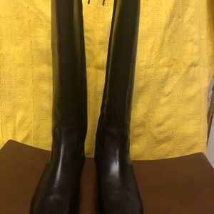 Ralph Lauren Black Leather Boots with Small Buckle